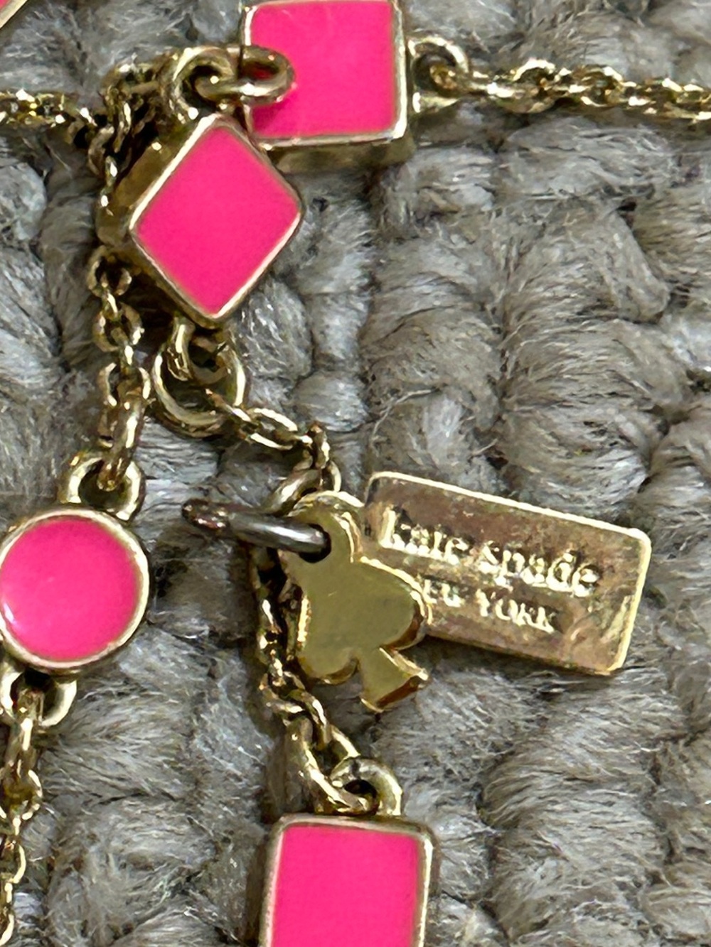 kate spade Gold Long Station Necklace with Hot Pink Accents